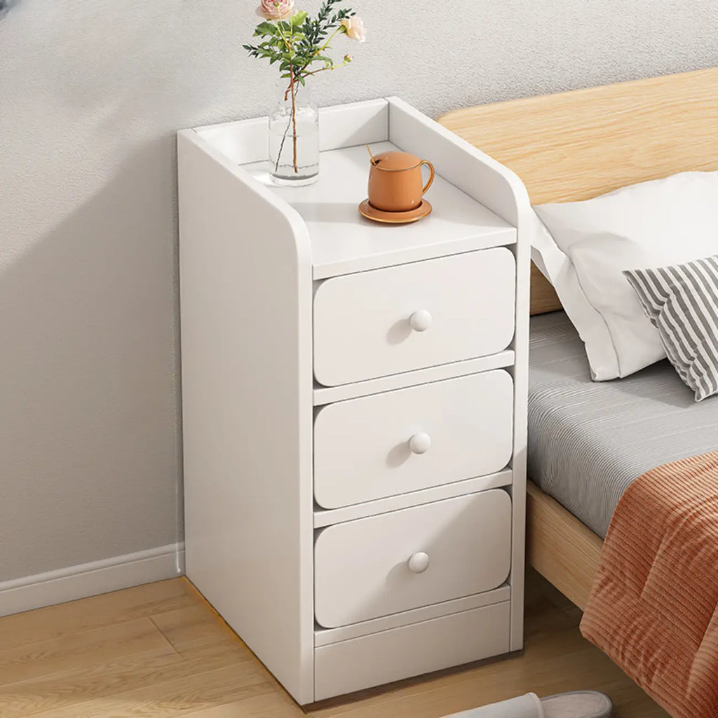 Table de chevet simple en bois naturel blanc à 2 tiroirs