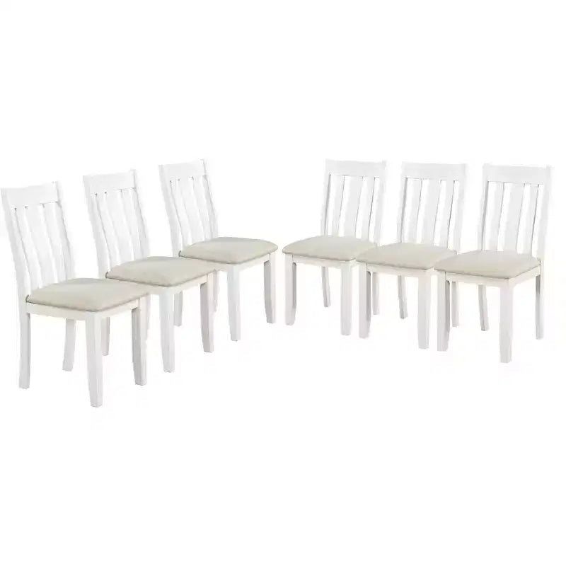 Ensemble de salle à manger extensible de style ferme pour 6 personnes, table rectangulaire et 6 chaises rembourrées