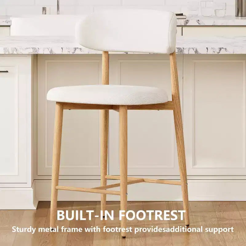 Tabouret de bar hauteur comptoir avec siège rembourré et pieds en métal, chaise d'îlot de cuisine moderne de 66,8 cm