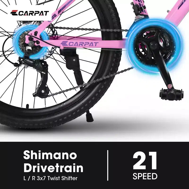 VTT Okak 24/26 pouces avec 21 vitesses et double freins à disque, vélo pour enfants avec suspension avant de 100 mm, Dirt Bike pour adolescents et femmes