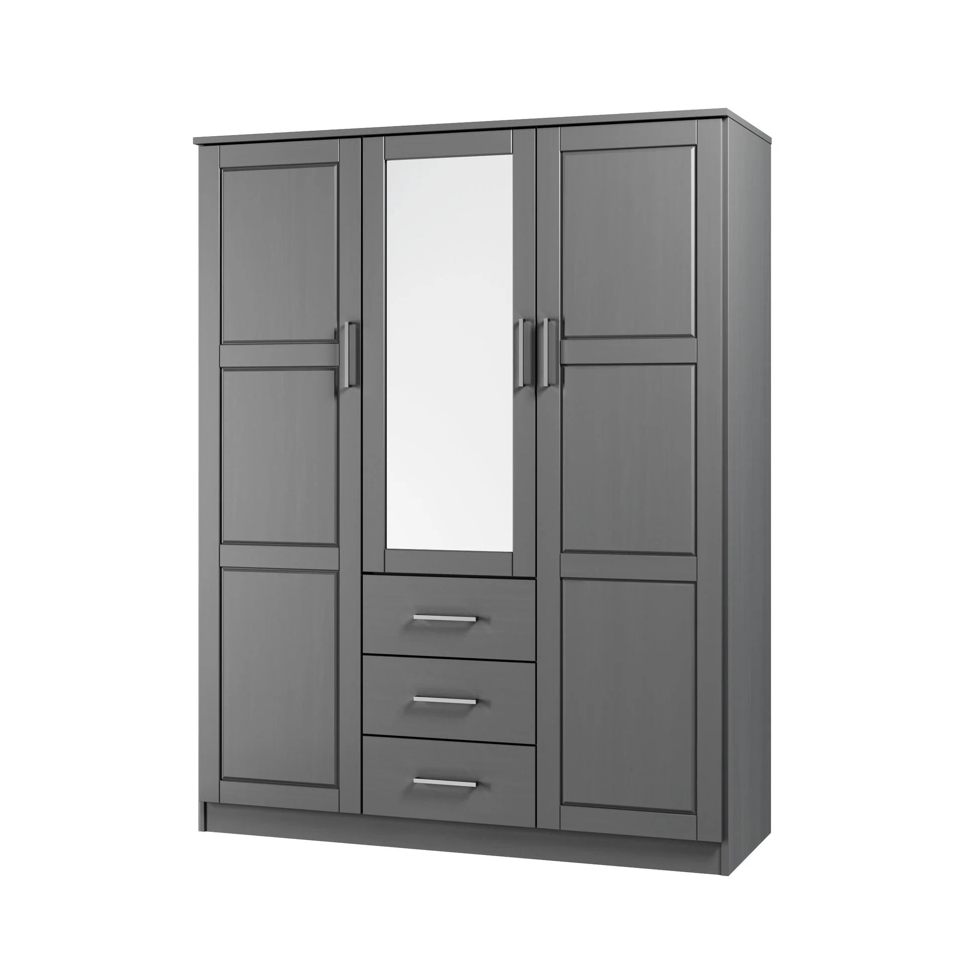 Palace Imports Armoire Cosmo 3 portes 100 % bois massif avec portes en bois massif ou portes miroir
