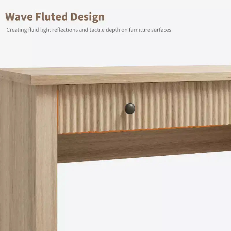 Meuble de rangement de bureau cannelé, bureau de direction moderne de 54 po avec station de recharge, bureau d'ordinateur en bois avec tiroirs classeurs pour bureau d'étude