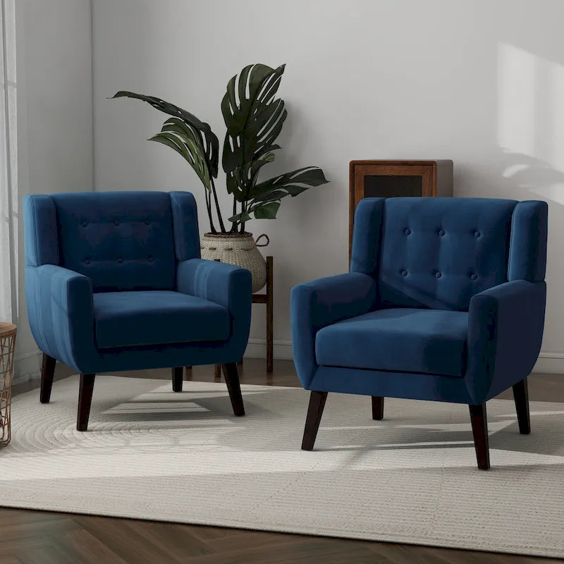 Lot de 2 fauteuils de salon en velours avec accoudoirs