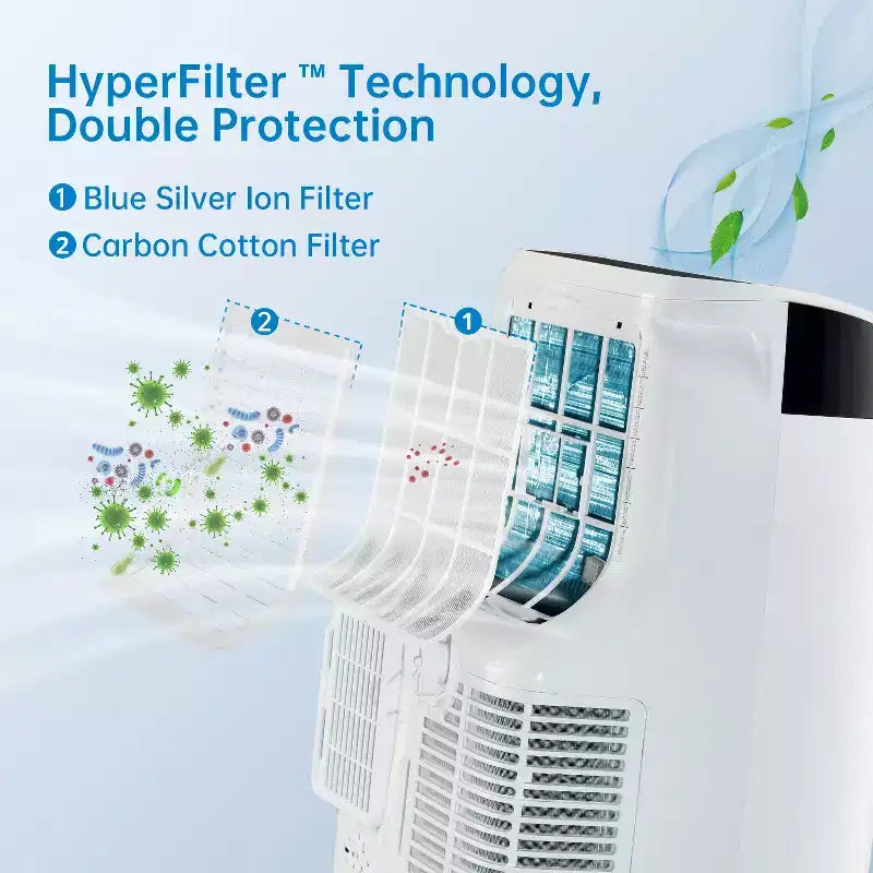 Climatiseur portable 10 000 BTU, Climatiseur de maison avec télécommande pour pièce jusqu'à 42 m², fonctions 3-en-1/minuterie 24h/roulettes