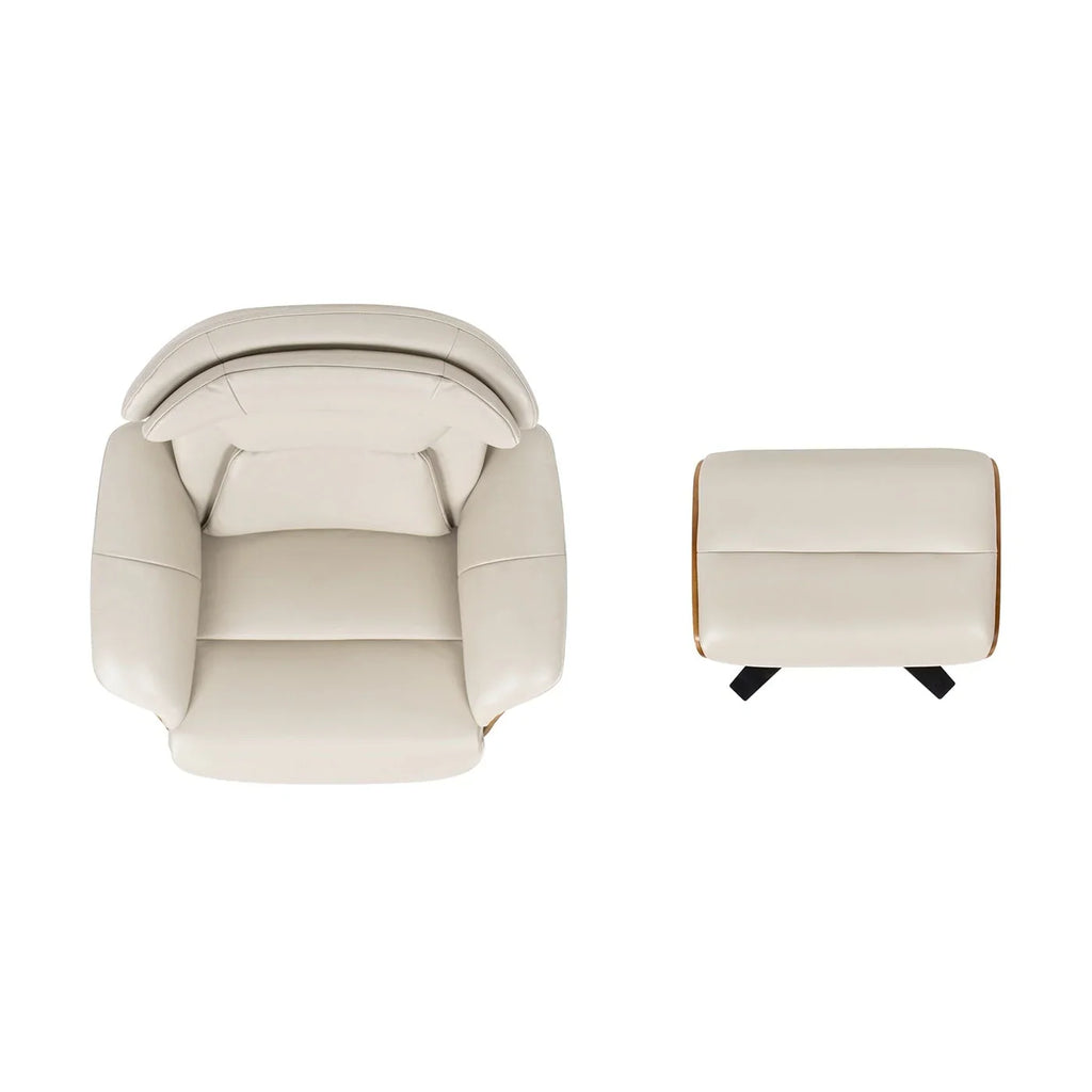Jovan 31.5 Fauteuil inclinable en cuir véritable avec ottoman