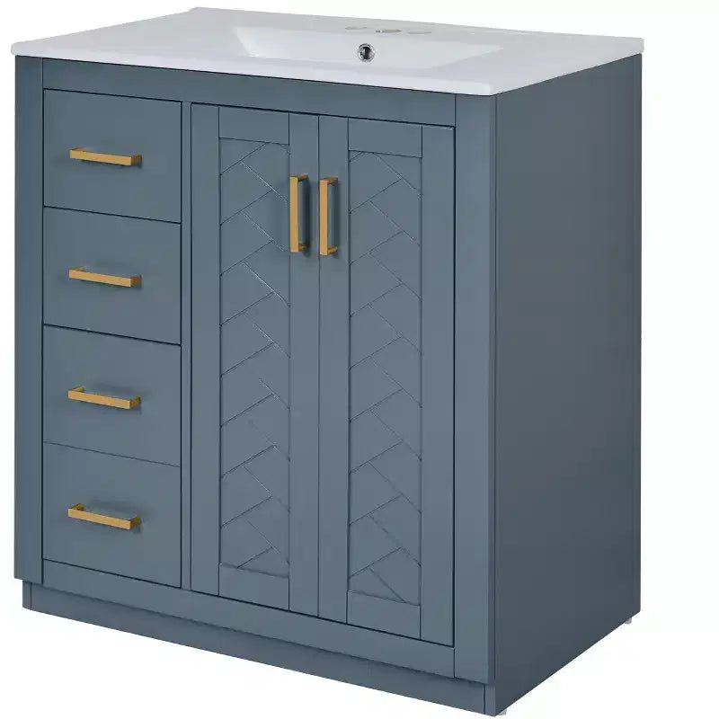 Meuble-lavabo simple de 30 po avec armoire et 3 tiroirs – Noir / Bleu / Vert / Indigo / Blanc