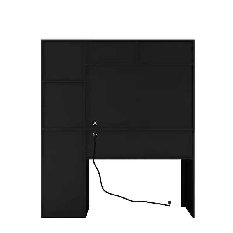 Bureau informatique moderne de 130 cm avec huche et étagère, bureau avec grand rangement, bureau d'écriture pour l'étude, salle de lecture
