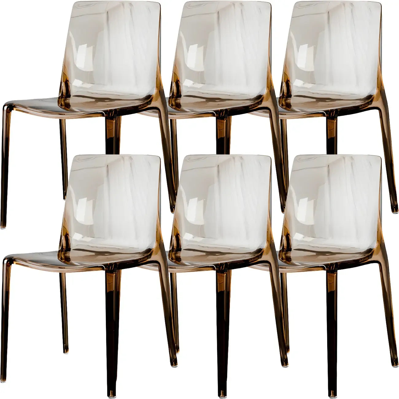 Chaise de salle à manger sans accoudoirs à dossier bas en acrylique ambre