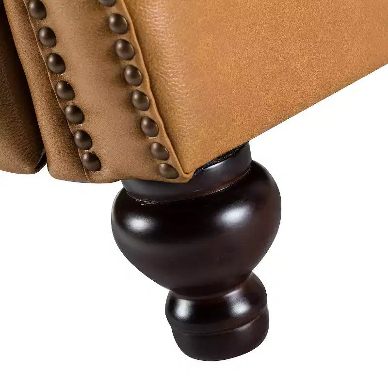 Ensemble de 2 fauteuils inclinables modernes en cuir véritable Elisabete avec garniture cloutée vintage pour salon et chambre à coucher | ART OF LIVING DESIGNS