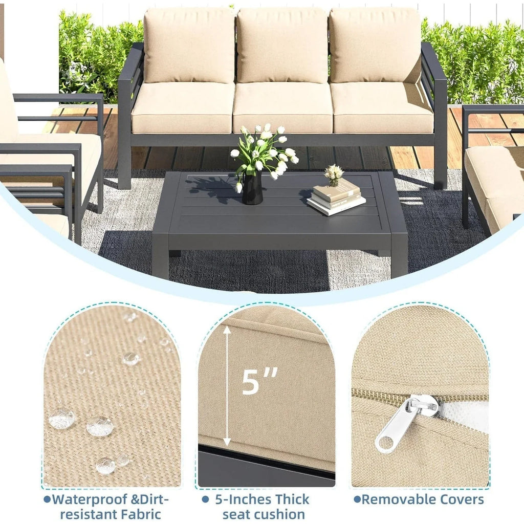 AECOJOY Ensemble de 7 Meubles de Jardin en Aluminium pour Extérieur