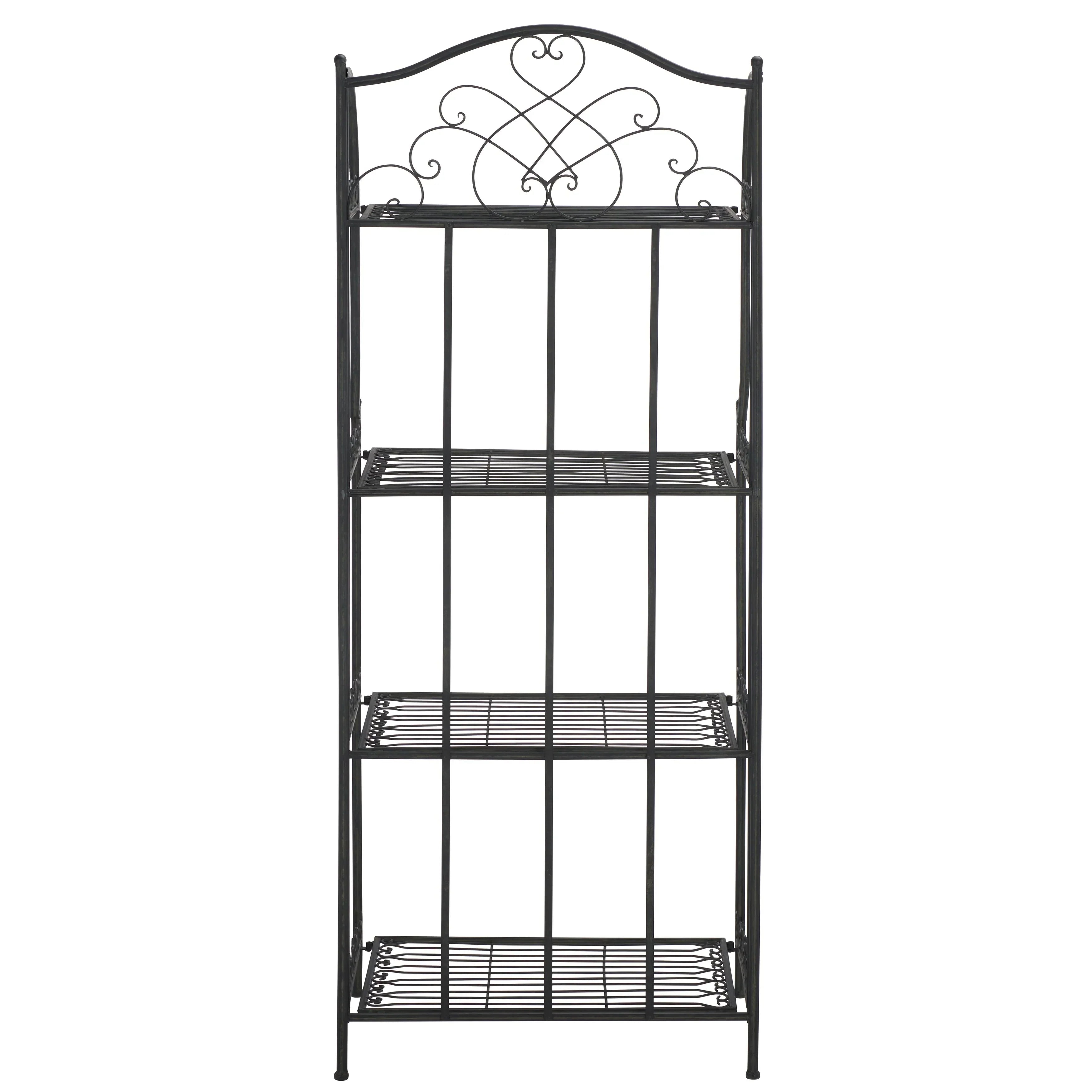 SAFAVIEH Bryn Étagère de boulanger d'extérieur victorienne en fer forgé à 4 niveaux - 63,5 cm l x 38,1 cm P x 160 cm H - 25L x 15P x 63H