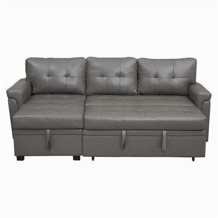 Canapé d'angle réversible convertible avec lit gigogne, méridienne de rangement et pieds durables