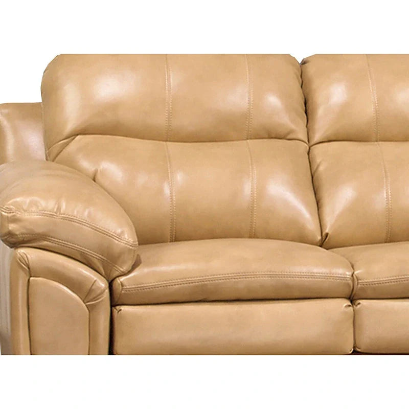 Ensemble canapé, causeuse et fauteuil en cuir gel marron clair Simon