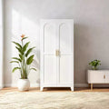 Homy Casa Meuble de rangement à 4 portes avec panneaux en rotin et étagères réglables pour salon, salle à manger ou entrée, Noir et Naturel