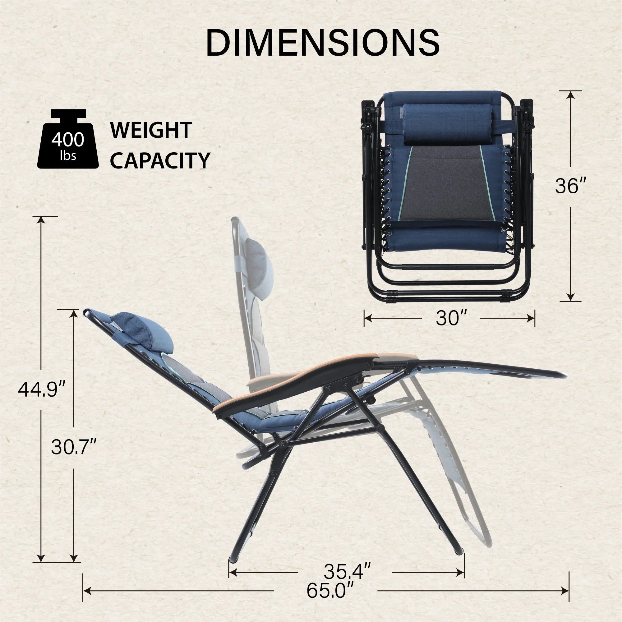 Fauteuil de relaxation zéro gravité XL surdimensionné rembourré avec accoudoirs plus larges et porte-gobelet réglable - N/A