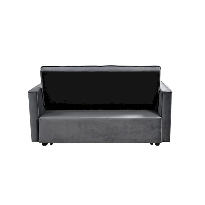 Causeuse futon moderne en velours avec dossier inclinable et poches, 2 places ??Gris foncé / Gris clair / Bleu / Noir