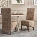 Lot de 2 chaises de salle à manger en osier naturel 48L x 56P x 104H cm, style bohème côtier