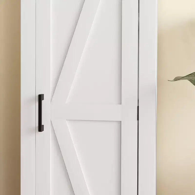 Meuble de Rangement HOMCOM Style Ferme avec Étagère Réglable, Buffet d'Appoint à Porte Coulissante Unique pour Salon, Meuble de Rangement sur Pied, Blanc