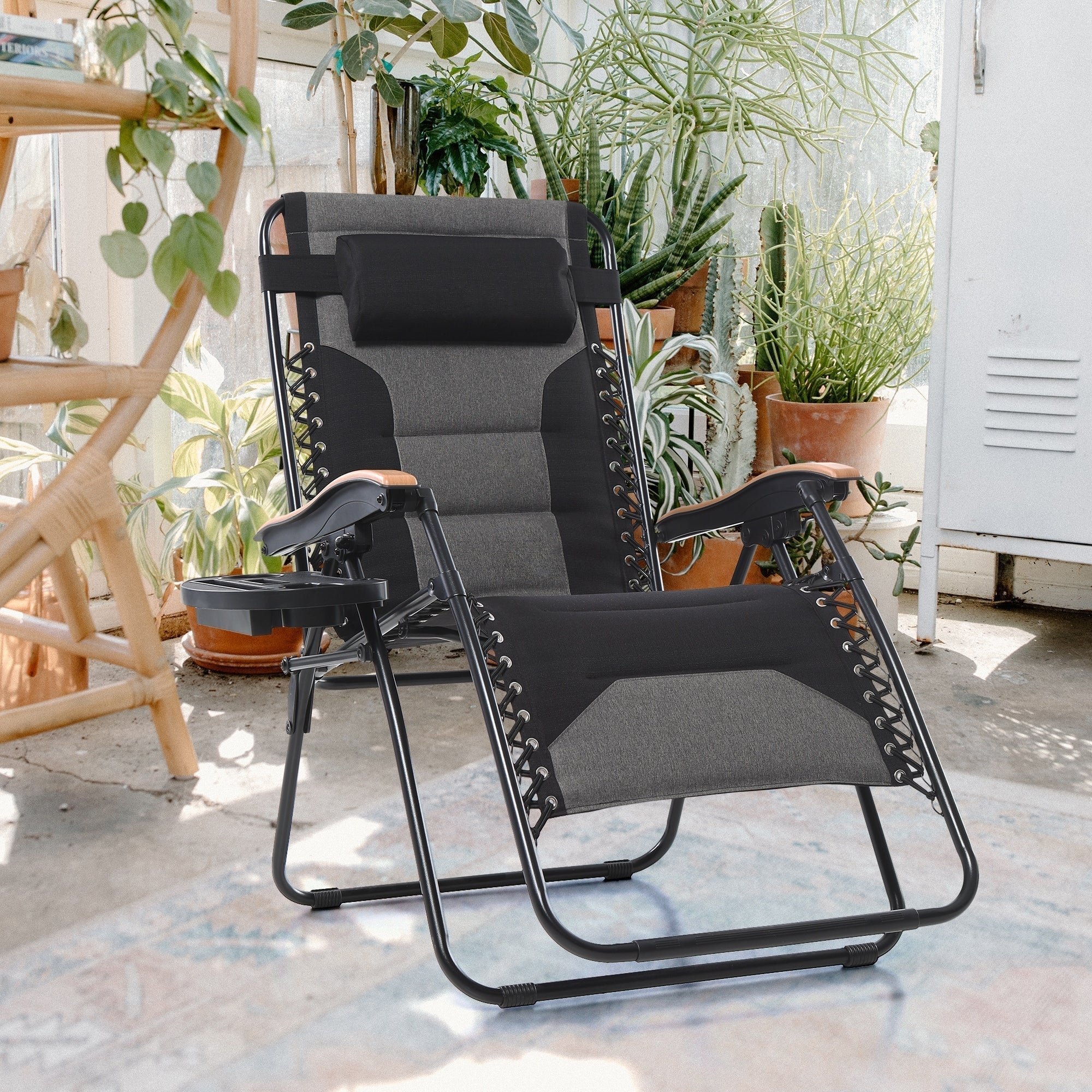 Fauteuil de relaxation zéro gravité XL surdimensionné rembourré avec accoudoirs plus larges et porte-gobelet réglable - N/A