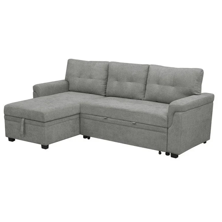 Canapé d'angle réversible convertible avec lit gigogne, méridienne de rangement et pieds durables