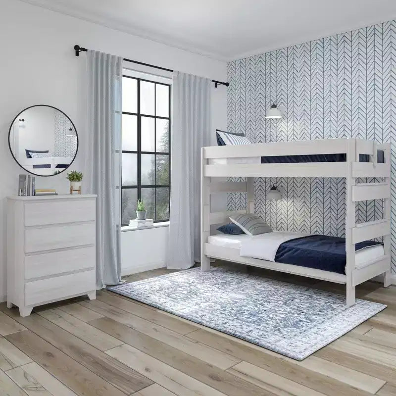 Lit superposé double en bois massif Plank+Beam pour adulte