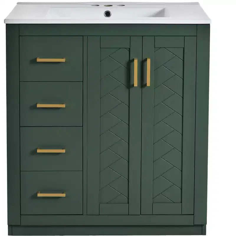 Meuble-lavabo simple de 30 po avec armoire et 3 tiroirs – Noir / Bleu / Vert / Indigo / Blanc
