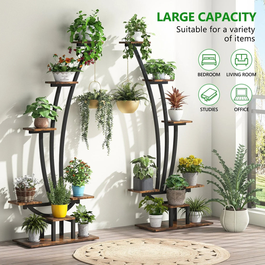 Étagère à plantes d'intérieur, porte-fleurs à 6 niveaux pour jardin - Lot de 2
