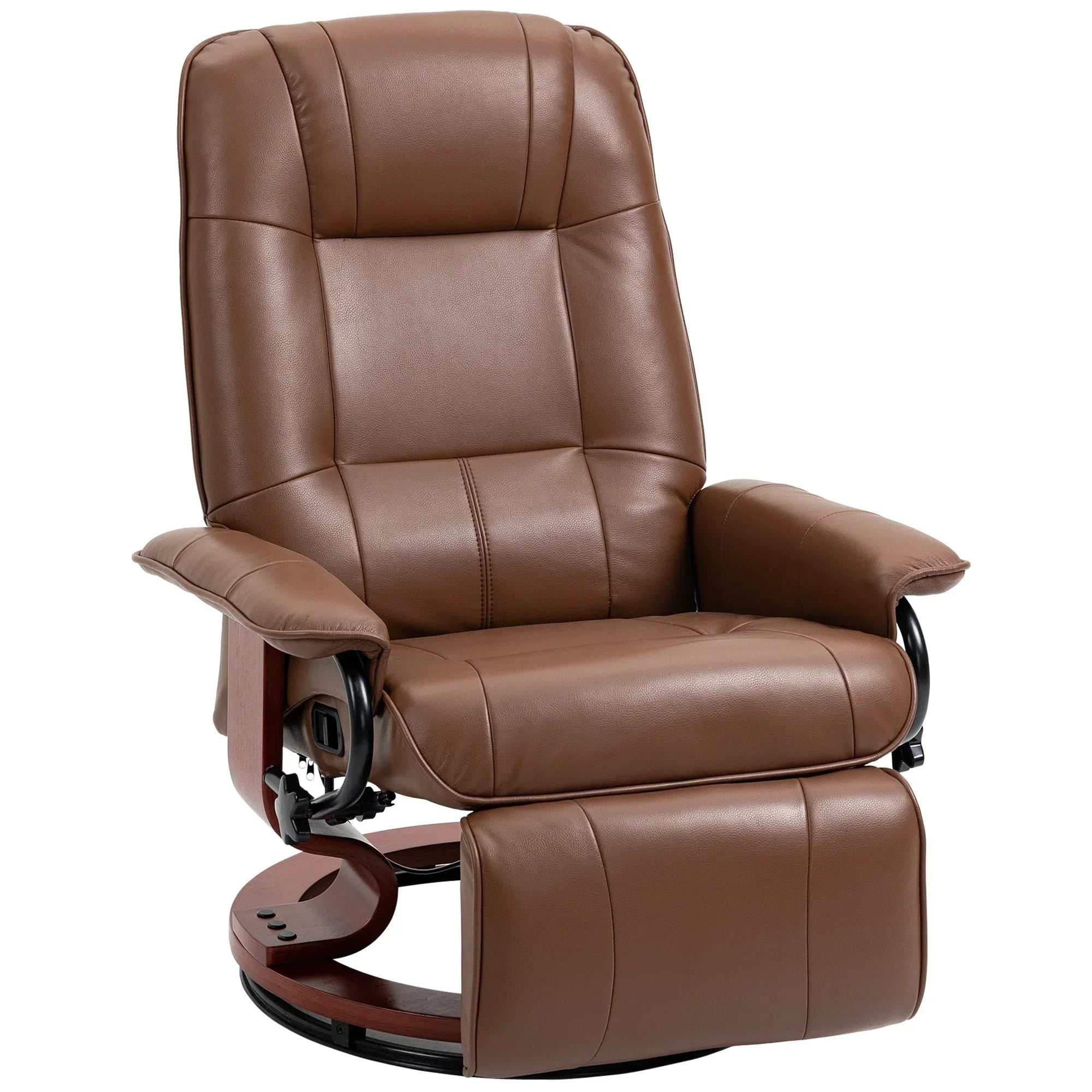 Fauteuil inclinable manuel pivotant en similicuir HomCom avec repose-pieds confortable et relaxant