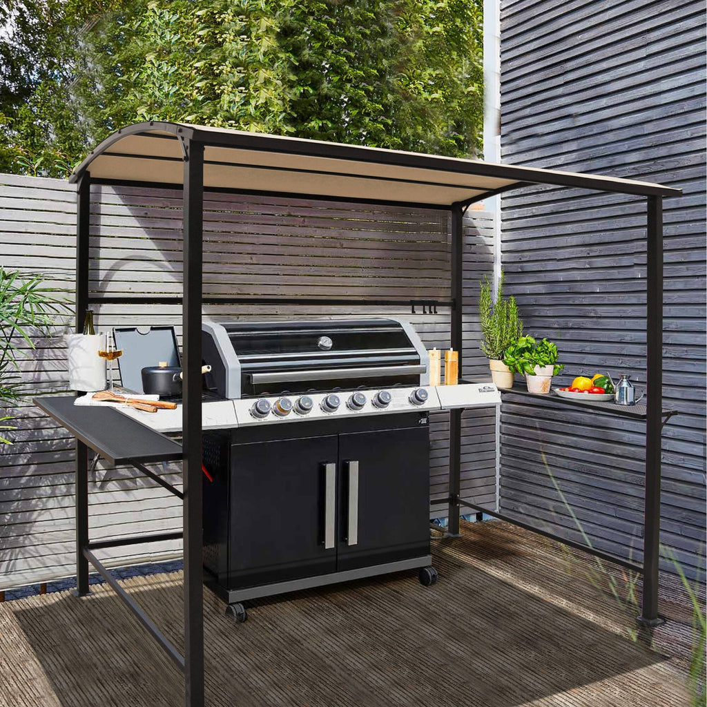 Abri barbecue en acier avec auvent, 1,5 x 2,4 m