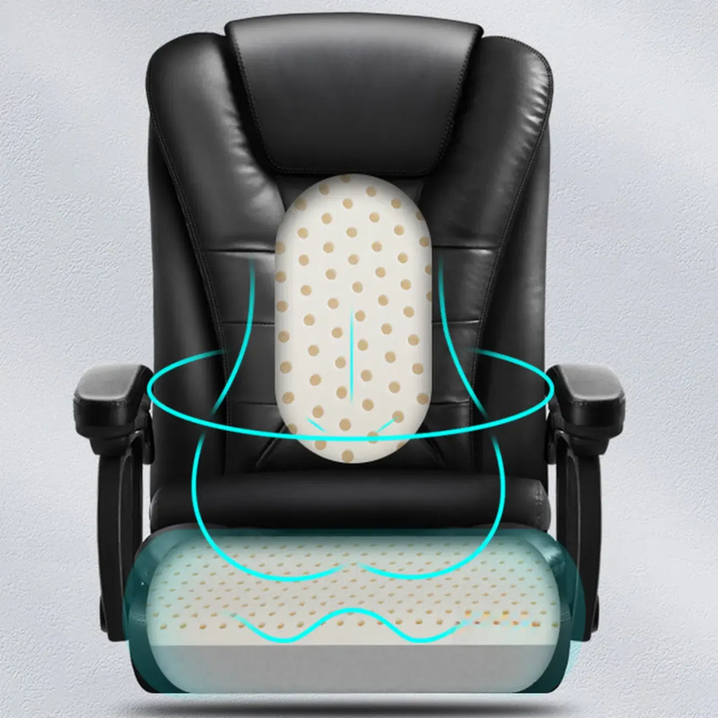 Chaise de bureau pivotante ergonomique en cuir noir avec repose-pieds
