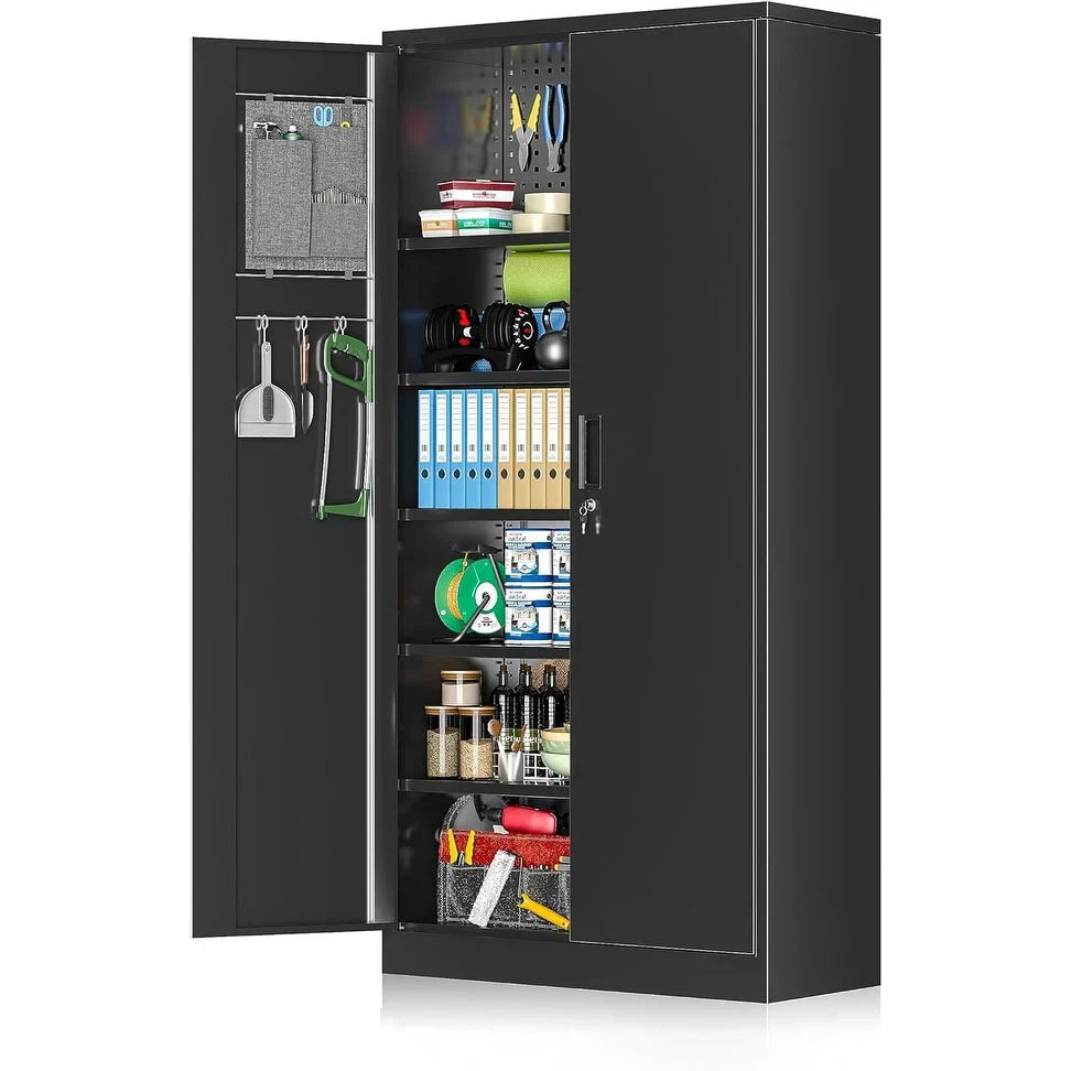 Armoire de rangement de garage de 180 cm, étagères de cuisine, casier de garde-manger avec étagères réglables pour bureau, garage, maison, garde-manger