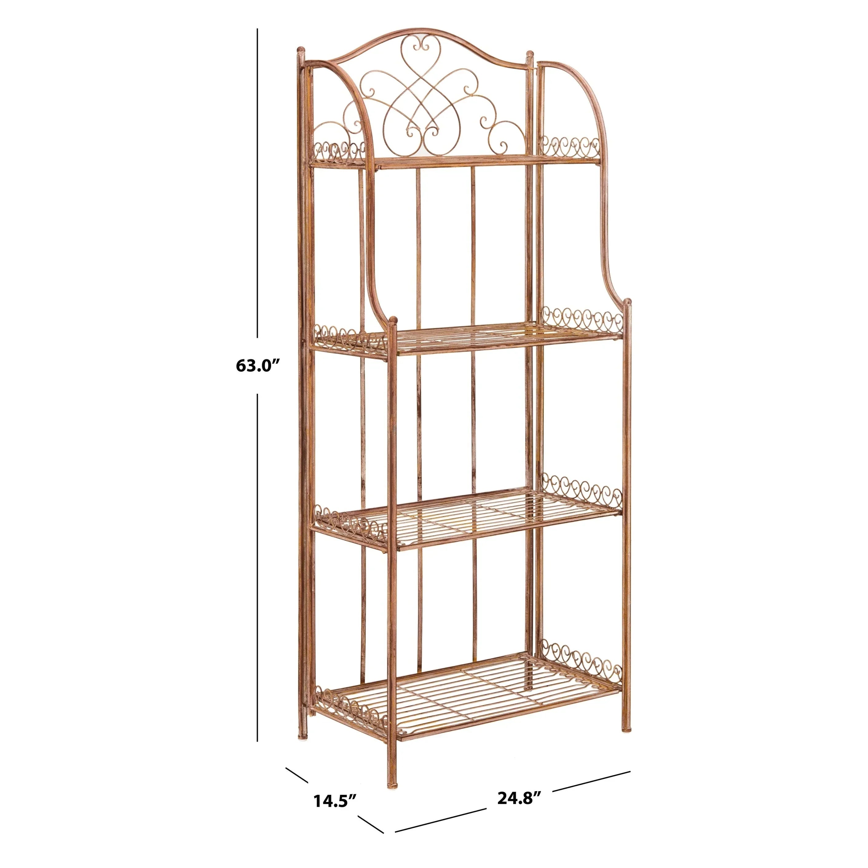 SAFAVIEH Bryn Étagère de boulanger d'extérieur victorienne en fer forgé à 4 niveaux - 63,5 cm l x 38,1 cm P x 160 cm H - 25L x 15P x 63H