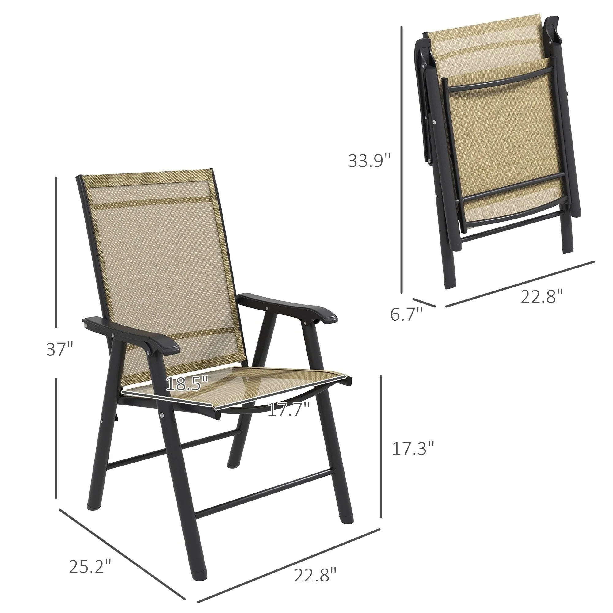 Lot de 4 chaises pliantes Outsunny au design simple et élégant, confortables pour la terrasse, le jardin et les voyages