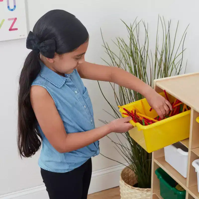 Meuble de rangement à roulettes Cubby avec 15 bacs à ouverture frontale, 3x4, Meuble pour enfants