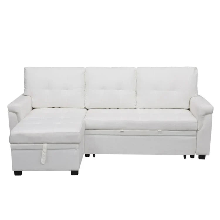 Canapé d'angle réversible convertible avec lit gigogne, méridienne de rangement et pieds durables