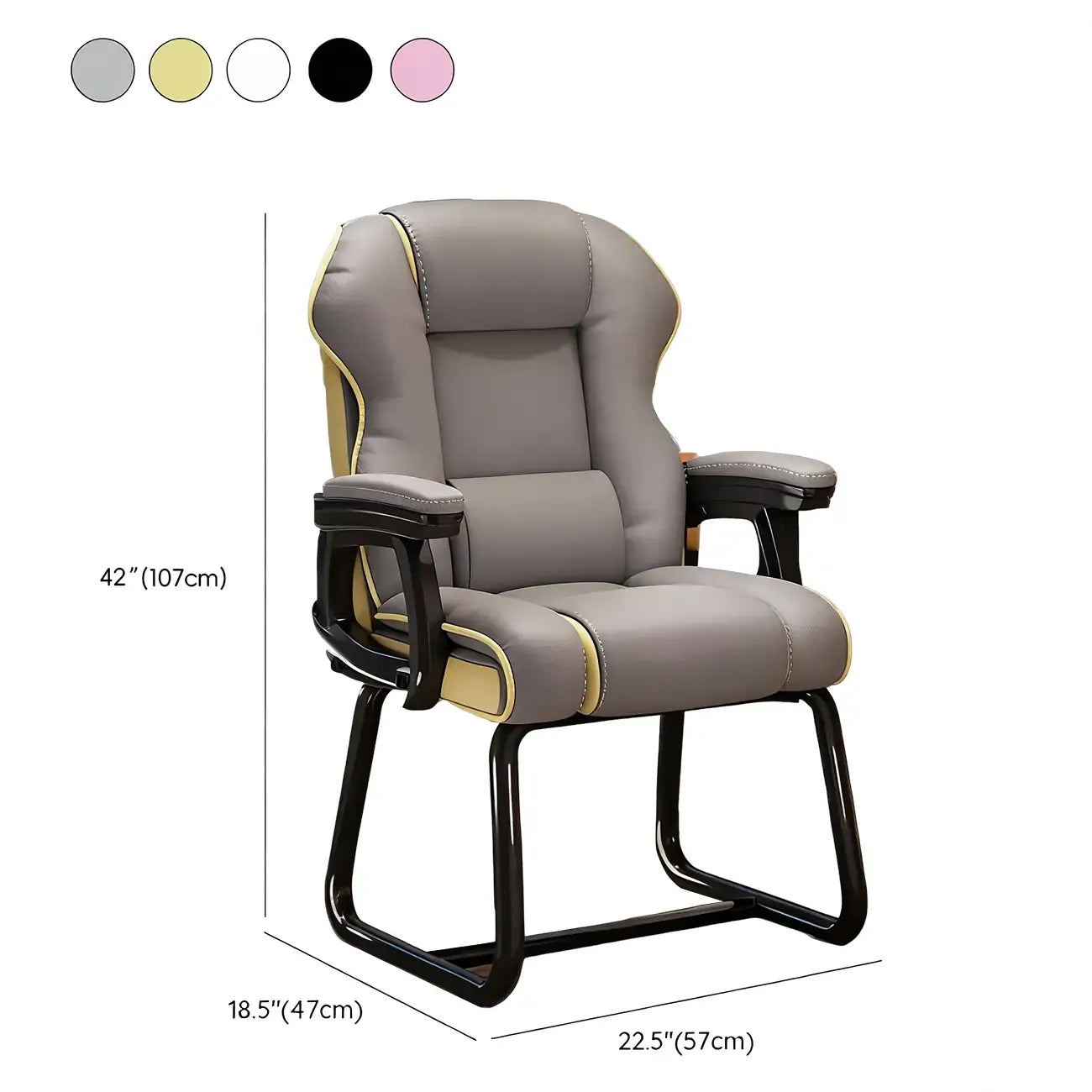 Fauteuil de direction ergonomique en cuir jaune à dossier haut