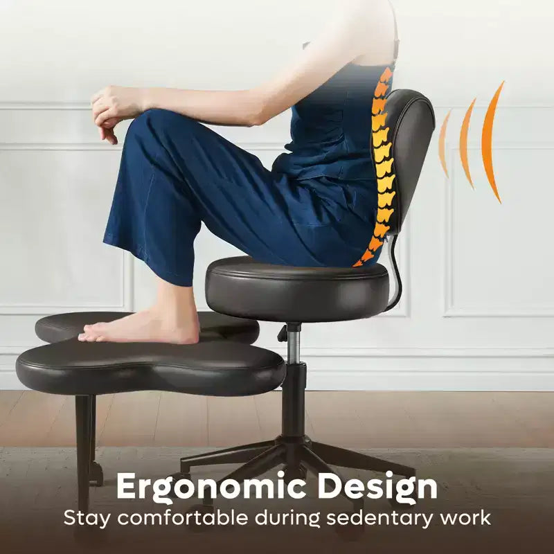 Chaise de bureau ergonomique Pinmoco Criss Cross, Chaise de méditation réglable en hauteur, Pivotante à 360°, Support lombaire, Chaise de travail et de bureau, Chaise TDAH
