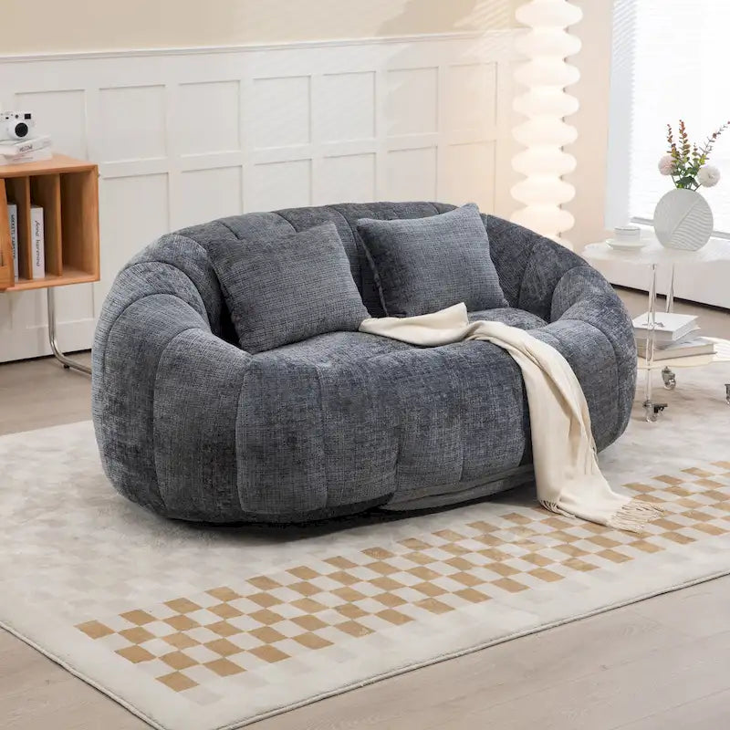 GDFStudio - Canapé paresseux 2 places en chenille Laurel avec mousse haute densité et confort surdimensionné