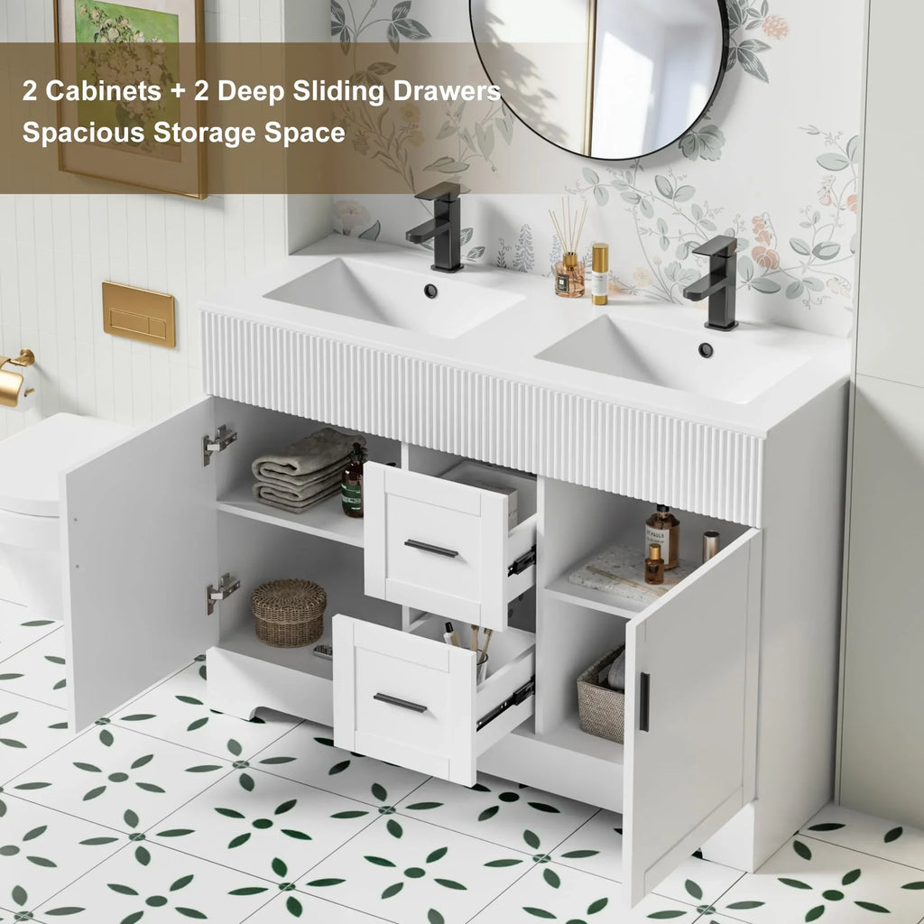 Meuble-lavabo de salle de bain Wavy Line 30/36/48 avec évier et robinet