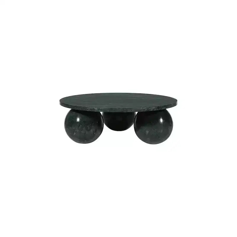 Table basse ronde en marbre avec pieds sphériques, multicolore, 4-6 places