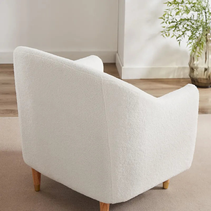 28.34W Lot de 2 fauteuils d'appoint, fauteuil barillet en velours avec pieds en bois massif