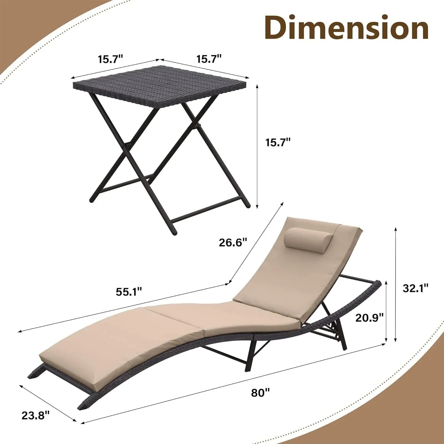 Ensemble de 3 chaises longues d'extérieur Kullavik
