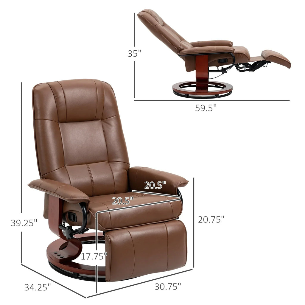 Fauteuil inclinable manuel pivotant en similicuir HomCom avec repose-pieds confortable et relaxant