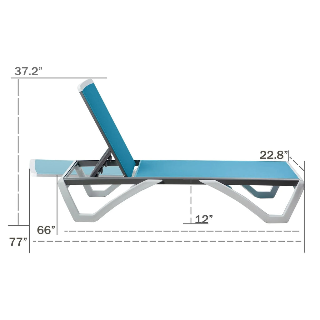 Kozyard Alan Chaise longue de patio inclinable et réglable, entièrement plate, en aluminium et résine de polypropylène