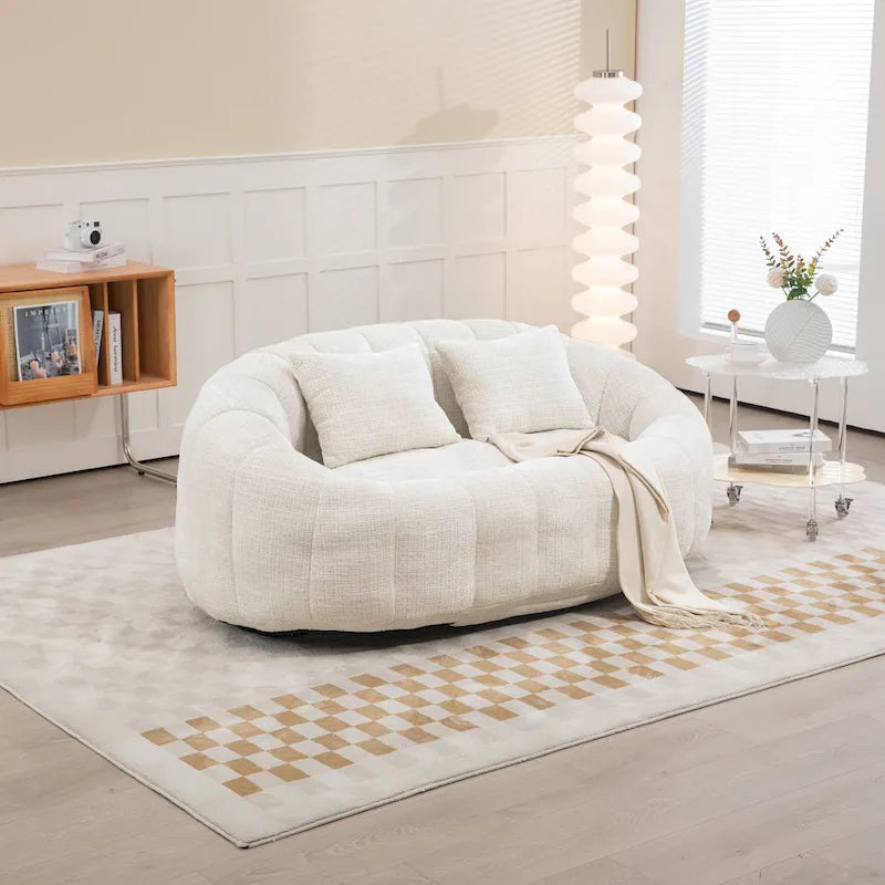 GDFStudio - Canapé paresseux 2 places en chenille Laurel avec mousse haute densité et confort surdimensionné