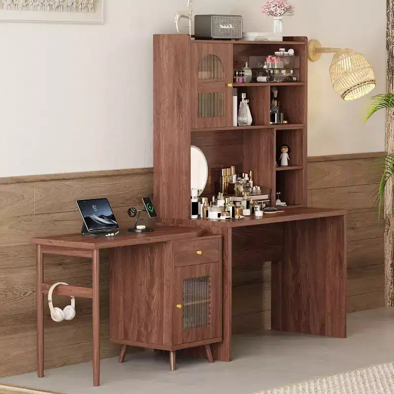 Bureau d'ordinateur en bois moderne Okak pour la maison avec plateau/chaise et étagère, bureau d'écriture de rangement pour adolescents et étudiants pour l'étude, le bureau