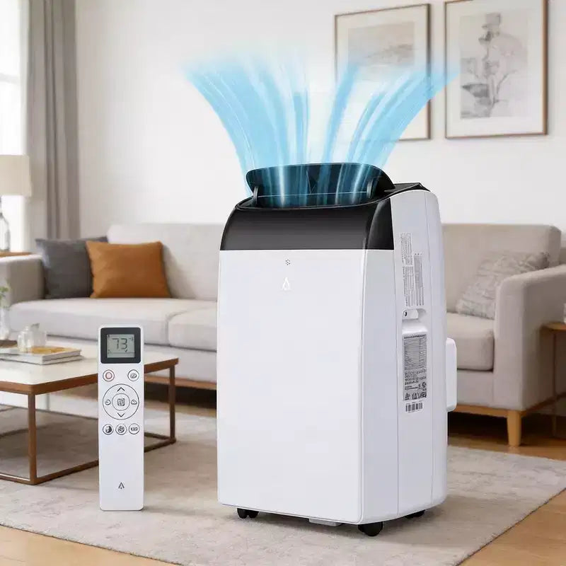Climatiseur GustoWave 14000 BTU avec télécommande, unité de climatisation portable pour pièces jusqu'à 70 m², blanc/noir
