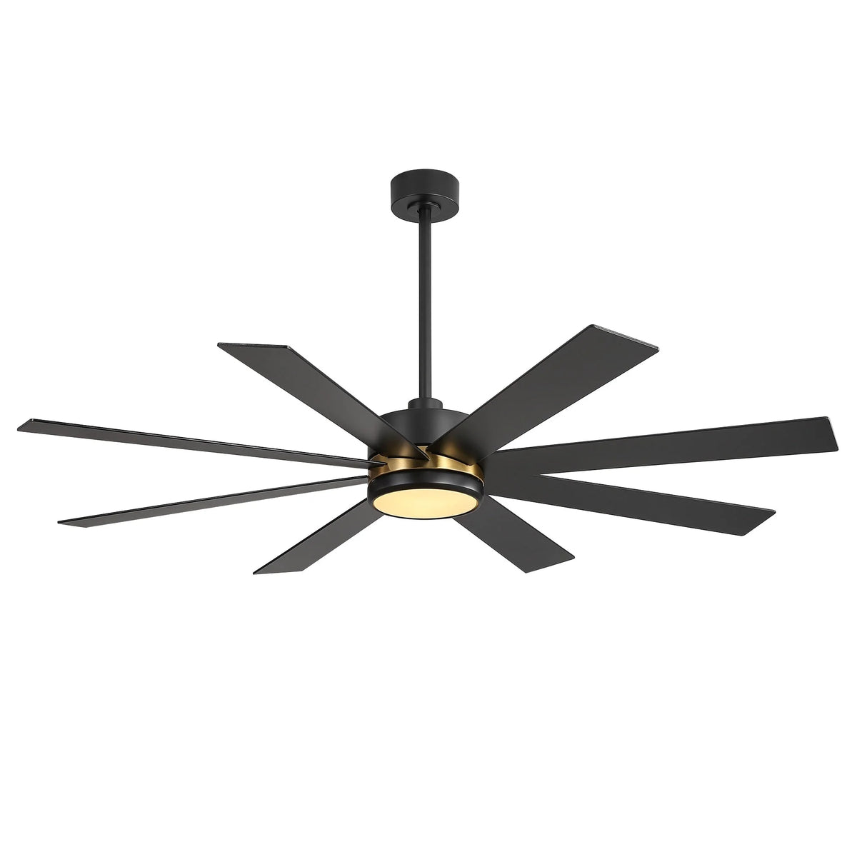 Ventilateur de plafond de 65 pouces à 8 pales noires avec lumière LED et télécommande