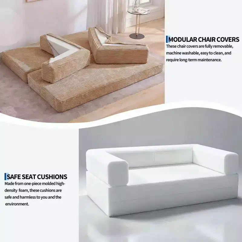 Canapé-Lit Convertible 5-en-1 de 80,7 po – Velours Côtelé, 1200 lb, Aucun Assemblage Requis