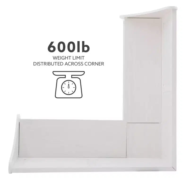 Banquette de coin-repas Linon Tobin traditionnelle en bois massif sans dossier avec coussin blanc - Linon